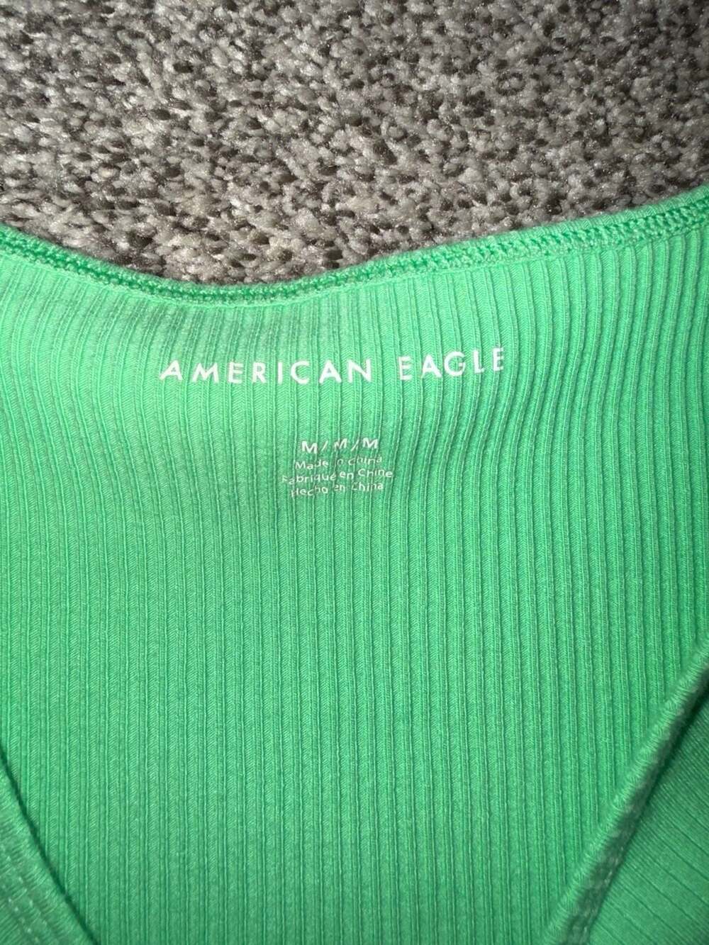 American Eagle Keyhole Tie-Front Ribbed Tee - Picture 3 of 3